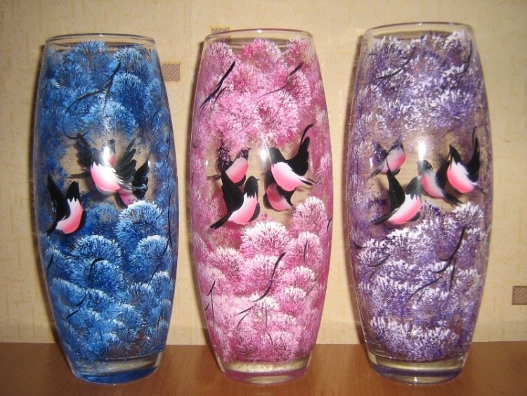 Роспись вазы акриловыми красками